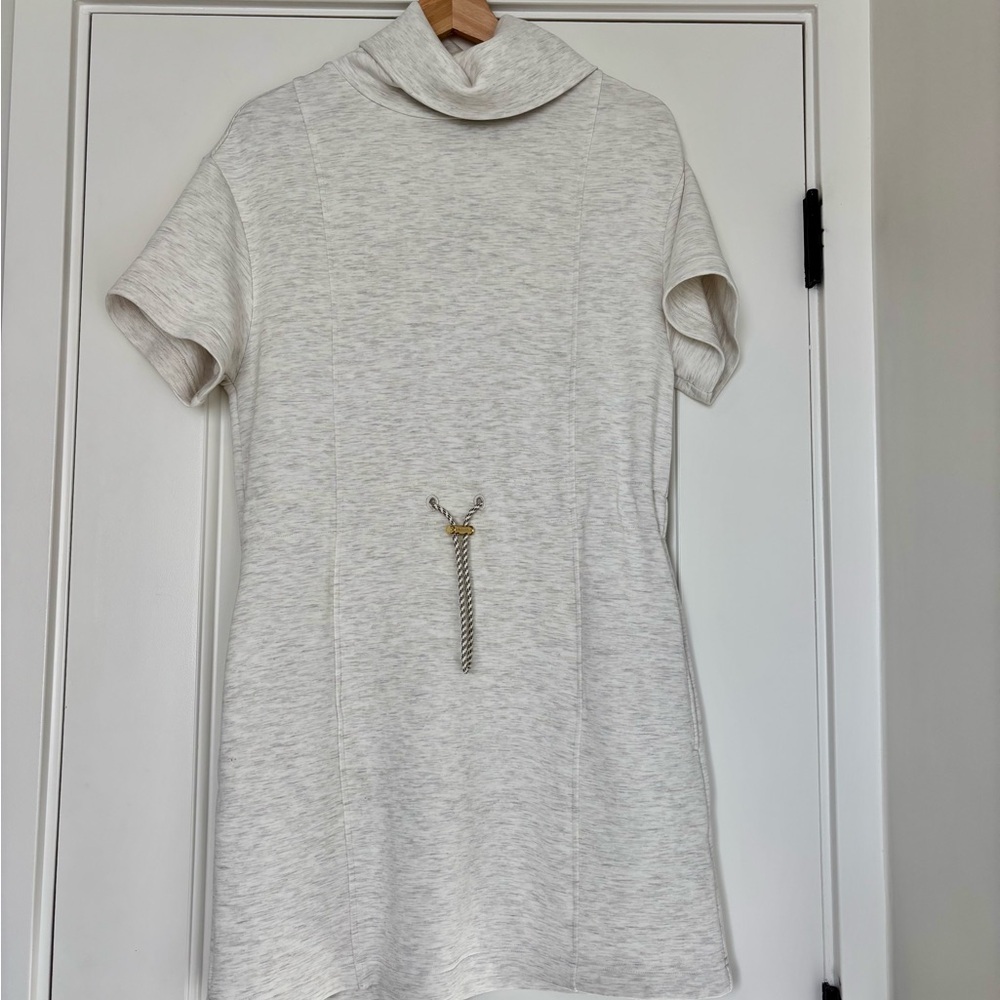 Varley Sophie Doublesoft Dress Ivory Marl Cowl neck Athleisure XS - Picture 2 of 11